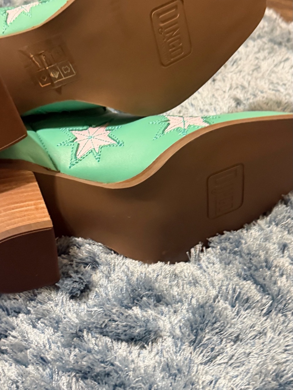 NWT Dingo Starburst DI2248 Green White Star Leather Cowboy Boots Size 7M - Picture 12 of 15